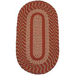  Red/ Olive Indoor/ Outdoor Braided Rug (8 x 10 Oval)  Overstock