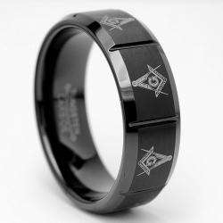 Mens Tungsten Carbide Freemason Masonic Ring (8 mm)  Overstock