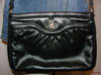   ~ETIENNE AIGNER Black Leather Front Pocket Shoulder Bag Purse Handbag