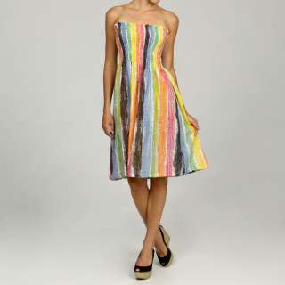 Womens Cotton Multicolor Crayon Stripe Dress (India)  Overstock