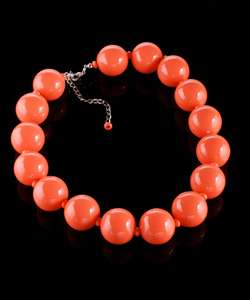 Haskell Pink Plastic Bead Necklace  Overstock