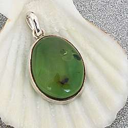   Silver Lime Green Fossilized Amber Pendant (Lithuania)  Overstock