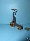 MINIATURE RUSTIC RUSTY TIN SCOOTER WITH WOOD WHEELS