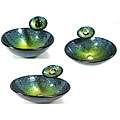 DeNovo Emerald Waves Glass Vessel Sink/ Faucet Combo