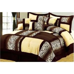   Silk Leopard Skin Flocking King Size Comforter Bed in a Bag Bedding