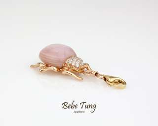 18K750 Rose Pink Mother of Pearl diamond Beetle pendant  