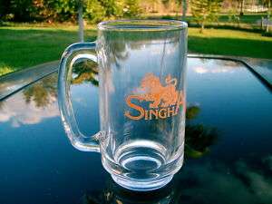 SINGHA BEER IMPORTED BEER GLASS MUG 5.5 INCHES  