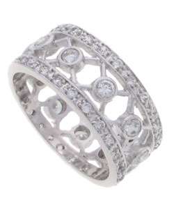 Tressa Sterling Silver CZ Wide Band Ring  