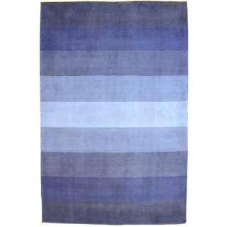 Hand tufted Blue Stripes Wool Rug (8 x 10)  