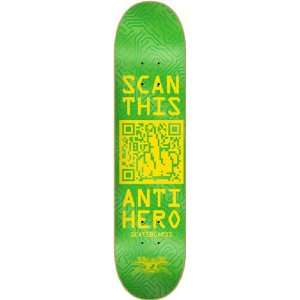  Anti Hero Scan This [Small] Skateboard Deck   7.9 Green 