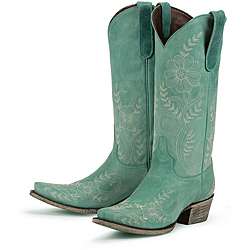 Lane Boots Womens Ashlee Lace Turquoise Leather Cowboy Boots 