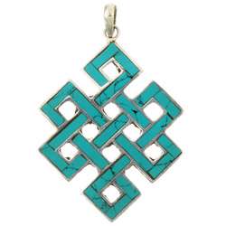 Sterling Silver Endless Knot Turquoise Pendant (Nepal)   