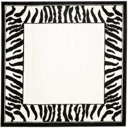   Collection Zebra Border Black/ White Rug (6 Square)  Overstock