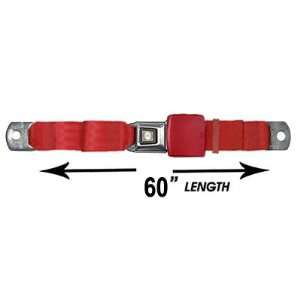  Lap Seatbelt, Metal Button Release, 60 Inch Length, Red 