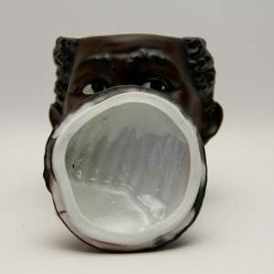   Americana Lidded Porcelain Jar Boy w Corncob Pipe tobacco jar  