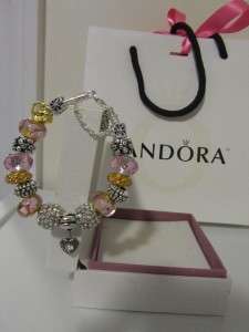   Genuine 925 Silver MOMS DAY Charm bead PANDORA bracelet & box set