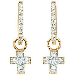 14k Yellow Gold 1/4ct TDW Diamond Cross Charm Earrings (H I, I1 I2 
