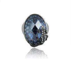 Two tone Blue Crystal Salamander Dome Ring  Overstock