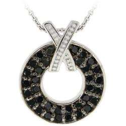Sterling Silver 1/4ct TDW Black Diamond X and O Necklace 