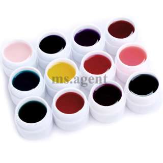 12 pcs of different colors solid glaze UV builder gel.