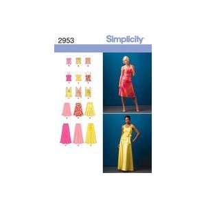  SIMPLICITY PATTERN 2953 MISSES EVENING TOPS AND SKIRTS 
