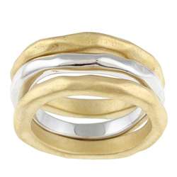 Lauren G Adams Silvertone and Goldtone 3 piece Stackable Ring Set 
