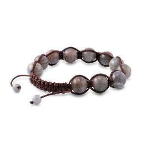    Labradorite & Brown String Shamballa Bracelet 10MM Jewelry