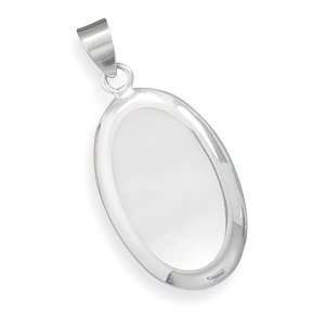  Sterling Silver Large Oval White Shell Inlay Pendant: West 