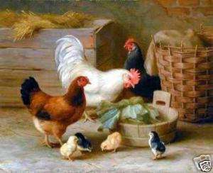 Art Repro oil paintingsThe rooster and chicken 24x36  