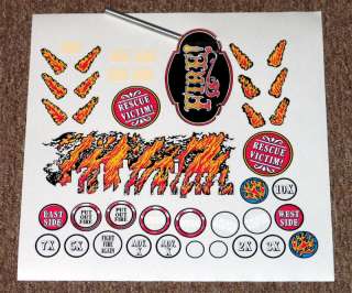 FIRE Complete Pinball Machine Insert Decal Set LICENSED  