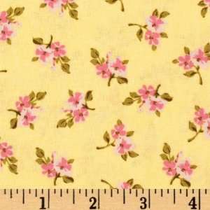  Flowers Light Yellow Fabric By The Yard Arts, Crafts & Sewing