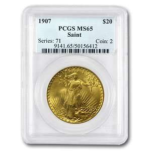  1907 $20 St. Gaudens Gold Double Eagle MS 65 PCGS Toys 