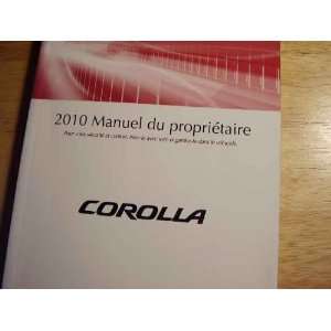  2010 Toyota Corolla In French Owners Manual Toyota Books