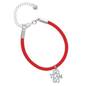  Go Team Go Charm on a Scarlett Red Malibu Charm Bracelet 