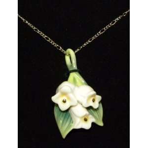  Franz Porcelain Lily of the valley flower Rhodium plated 
