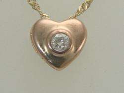 10K Diamond Heart Necklace 18 Singapore 1.4mm Chain  