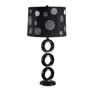  Black Circles Table Lamp w/Embroidered Shade: Home 