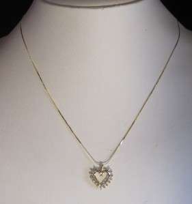   Gold .15 ct t.w. Diamond Heart Pendant 14k Chain Necklace  