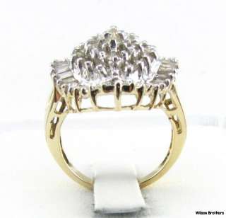 50ctw Diamond Womens Cluster Ring   14k White & Yellow Gold Estate 