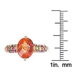   14k Rose Gold Orange Topaz and Multi gemstone Ring  