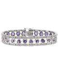 Sterling Silver Amethyst and Diamond Accent Bordered Heart Bracelet