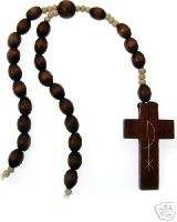 Simple Cherry Wood Fine Italian Rosary Prayer Beads  