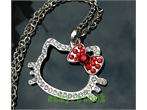 Fashion HOT cute hello kitty crystal necklace red L34  