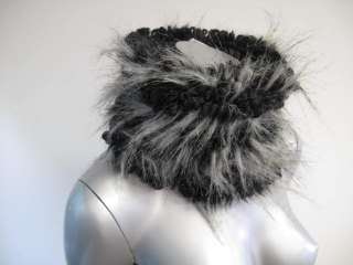 Fabulous Chanel Gray/Black Alpaca/Cashmere Hat/ Neck Collar Scarf 