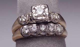 Vintage 14K Two Tone Gold .55 Ct. Diamond Engagement Ring Set  