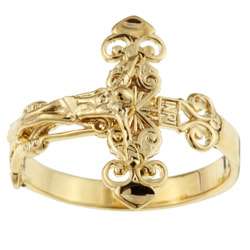 Caribe 14k Gold over Sterling Silver Crucifix Ring  Overstock