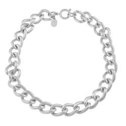   Steel Textured 18 inch Curb Link Necklace (16 mm)  Overstock