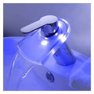   LED Waterfall Bathroom Sink Faucet with Pop up Waste: Home Improvement