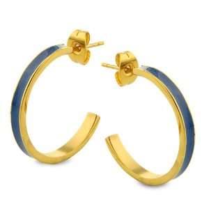   Duo Tone Epoxy Stripe Hoop Earring   Blue: West Coast Jewelry: Jewelry