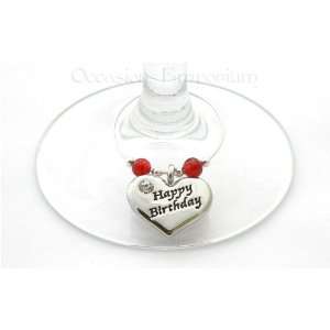  Happy Birthday Wine Glass Charm   Birthday Gift: Kitchen 